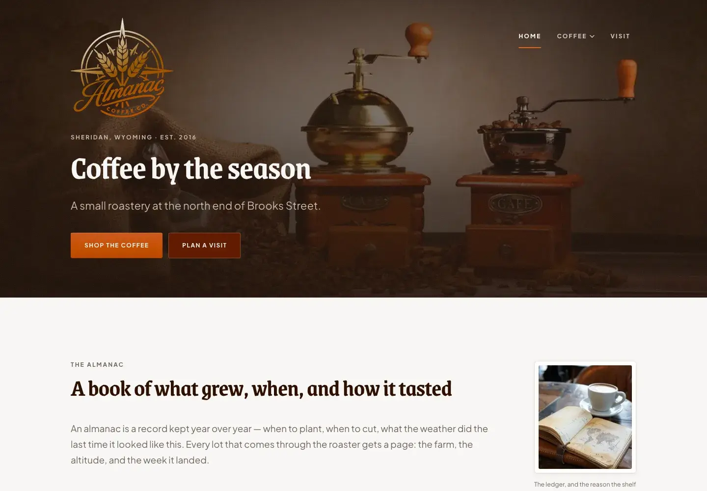 Almanac Coffee website preview